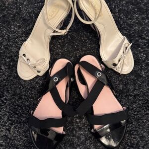 Tod's High Wedge + Taryn Rose Flat = 2x Sandals -  Sz 8.5